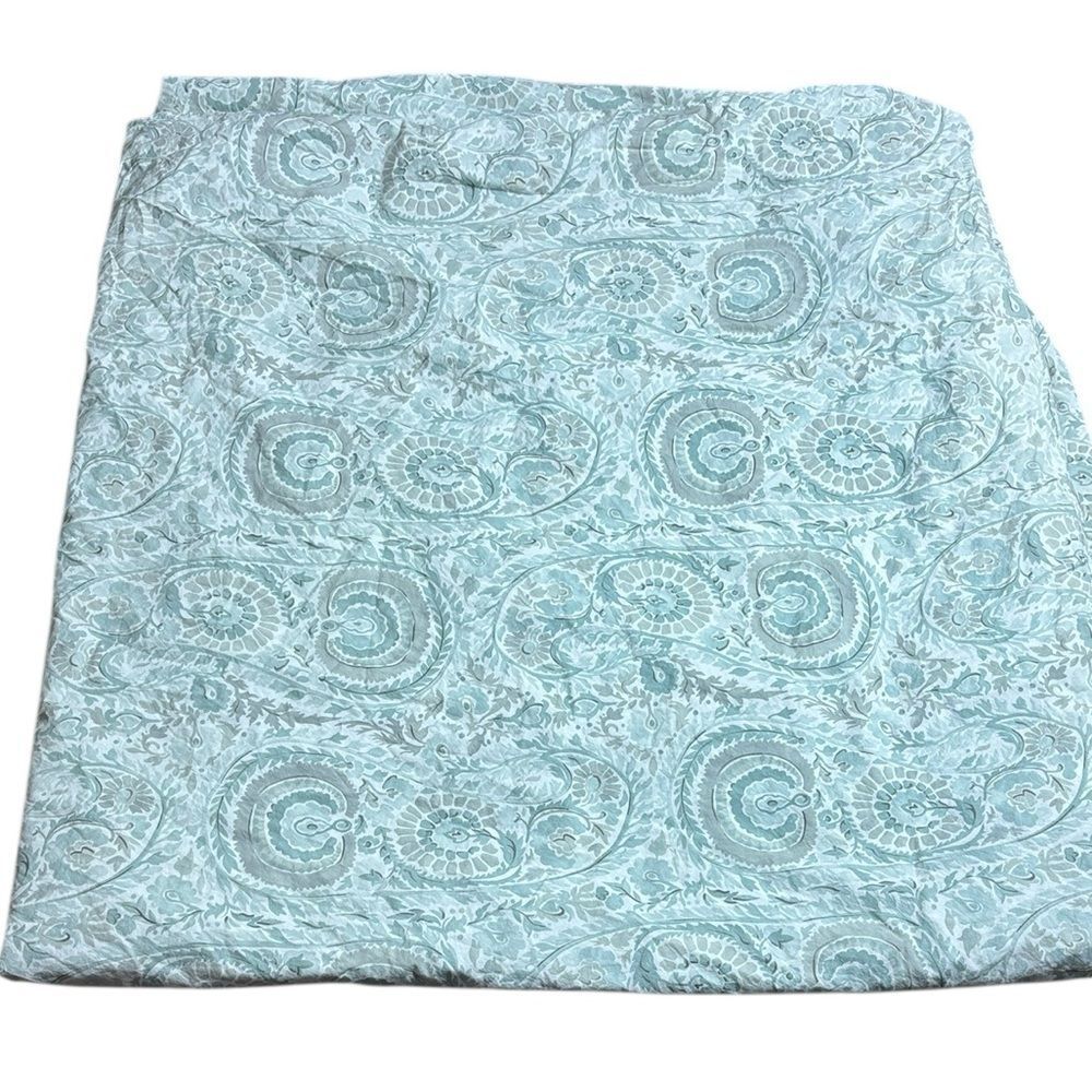 Pottery barn full/queen‎ remy paisley cotton duvet cover blues boho